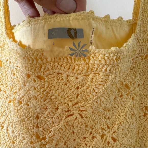 Athleta Yellow Crochet & Stretch Cotton Tank Dress size Large - Picture 3 of 8